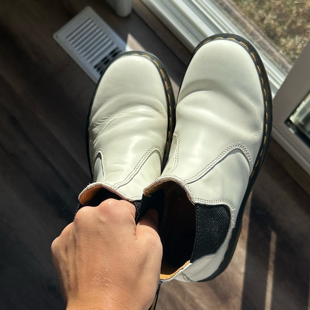 Dr. Martens Chelsea White Leather Boots